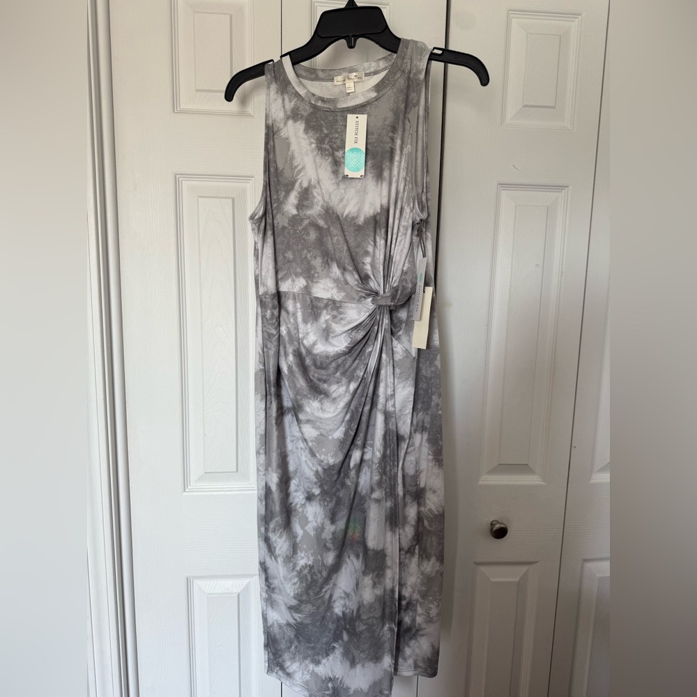 Nine Britton Gray Tie-Dye Midi Dress NWT